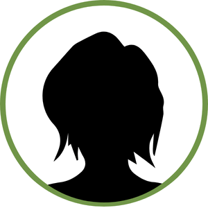 Silhouette of a person with short hair inside a green circular border on a white background, suggesting an air of investigation.